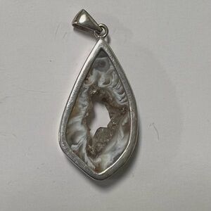 Sterling Silver Druzy Agate Geode Pendant
